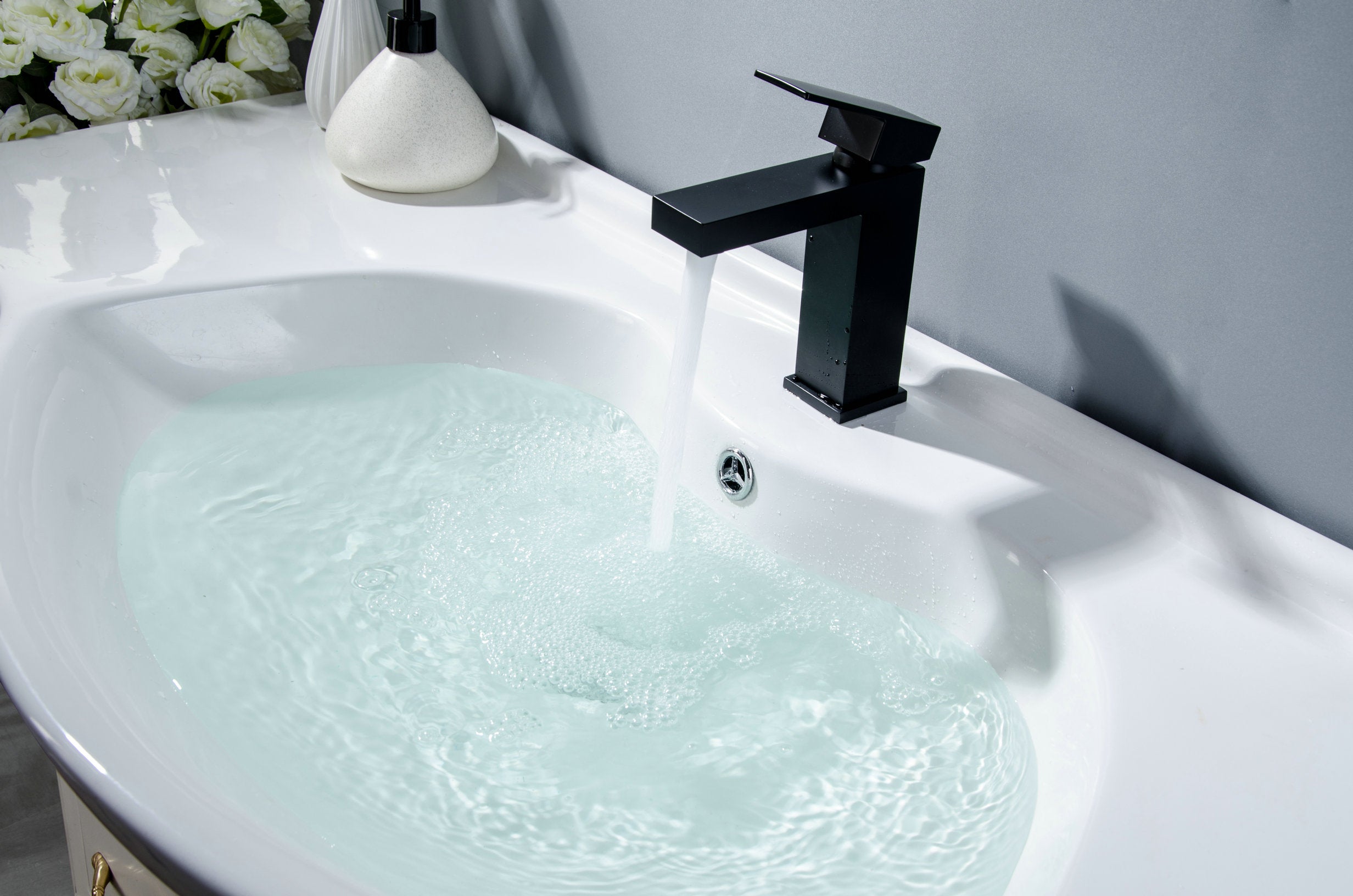 Novo Nicole Matt Black Solid Brass Mono Basin Mixer Tap
