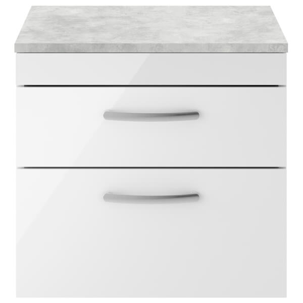 Nuie Athena 2 Drawer Wall Hung Vanity Unit With Worktop