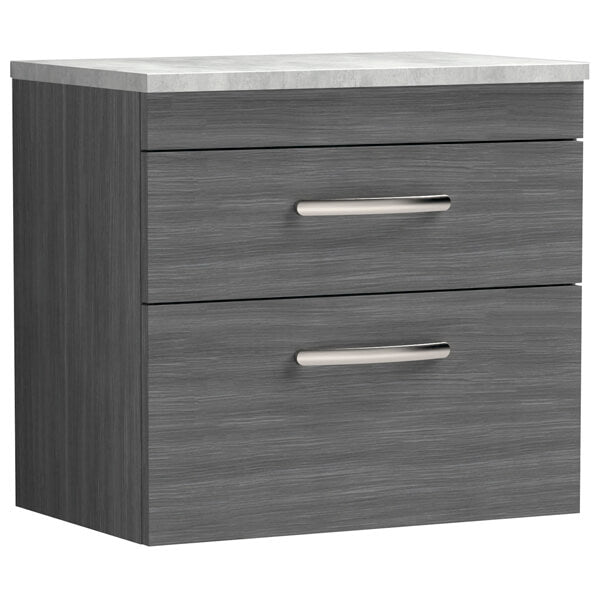 Nuie Athena 2 Drawer Wall Hung Vanity Unit With Worktop