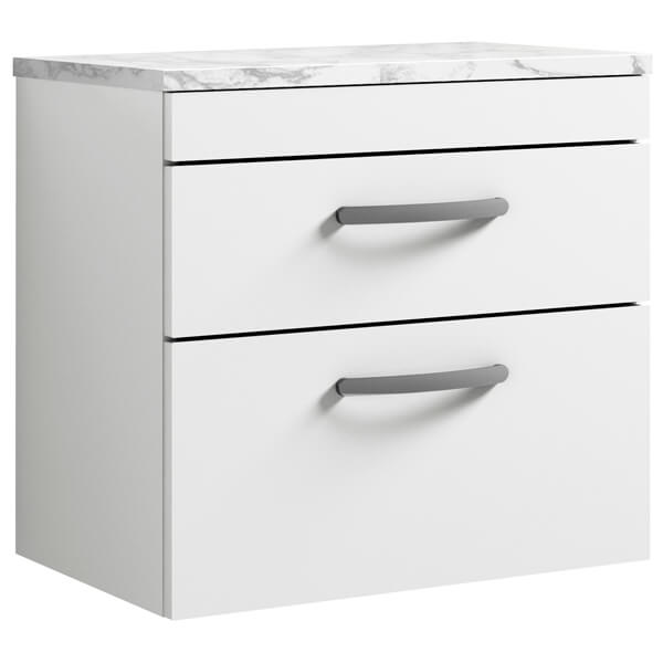 Nuie Athena 2 Drawer Wall Hung Vanity Unit With Worktop