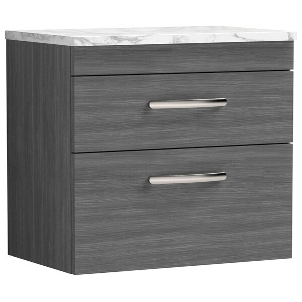 Nuie Athena 2 Drawer Wall Hung Vanity Unit With Worktop