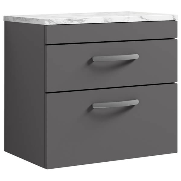 Nuie Athena 2 Drawer Wall Hung Vanity Unit With Worktop