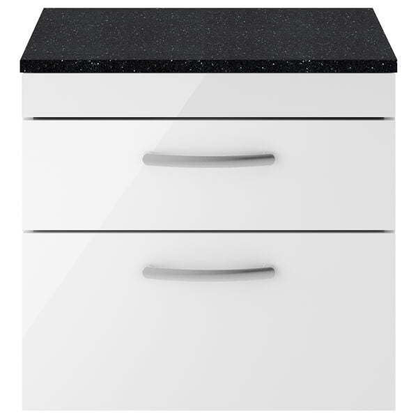 Nuie Athena 2 Drawer Wall Hung Vanity Unit With Worktop