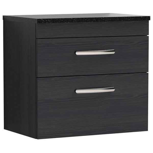 Nuie Athena 2 Drawer Wall Hung Vanity Unit With Worktop