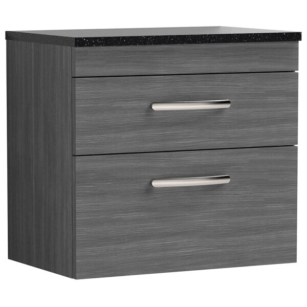 Nuie Athena 2 Drawer Wall Hung Vanity Unit With Worktop