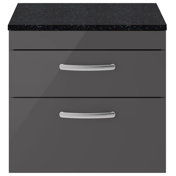 Nuie Athena 2 Drawer Wall Hung Vanity Unit With Worktop
