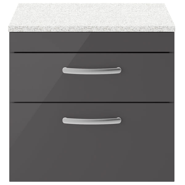 Nuie Athena 2 Drawer Wall Hung Vanity Unit With Worktop