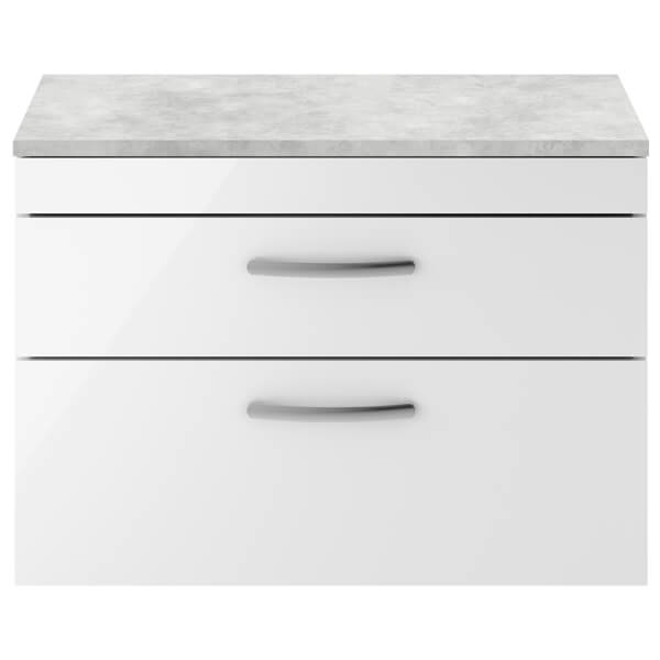 Nuie Athena 2 Drawer Wall Hung Vanity Unit With Worktop