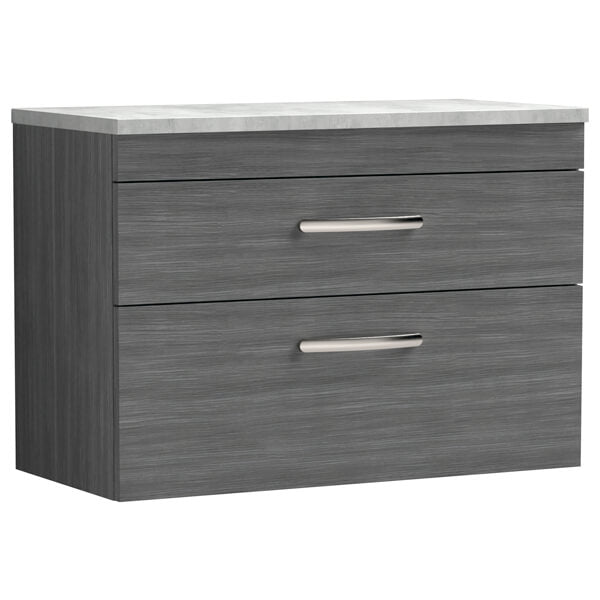 Nuie Athena 2 Drawer Wall Hung Vanity Unit With Worktop