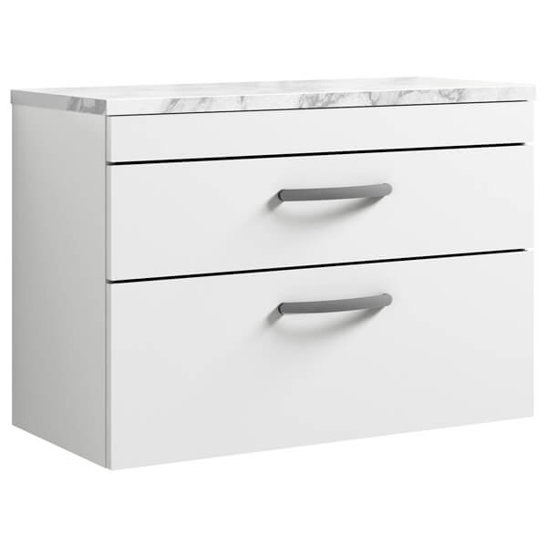 Nuie Athena 2 Drawer Wall Hung Vanity Unit With Worktop