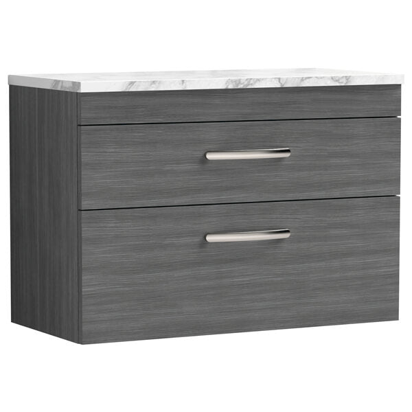 Nuie Athena 2 Drawer Wall Hung Vanity Unit With Worktop