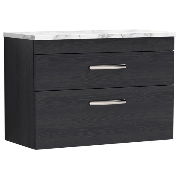 Nuie Athena 2 Drawer Wall Hung Vanity Unit With Worktop