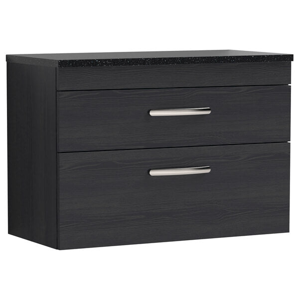 Nuie Athena 2 Drawer Wall Hung Vanity Unit With Worktop