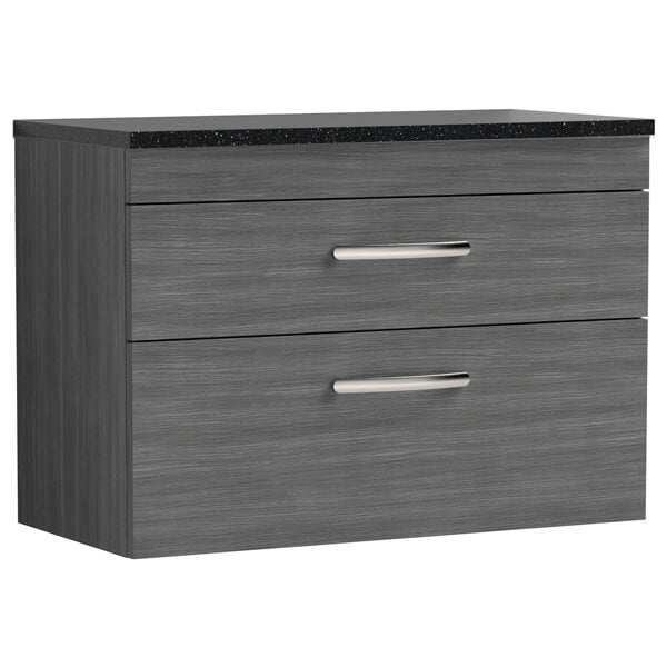 Nuie Athena 2 Drawer Wall Hung Vanity Unit With Worktop