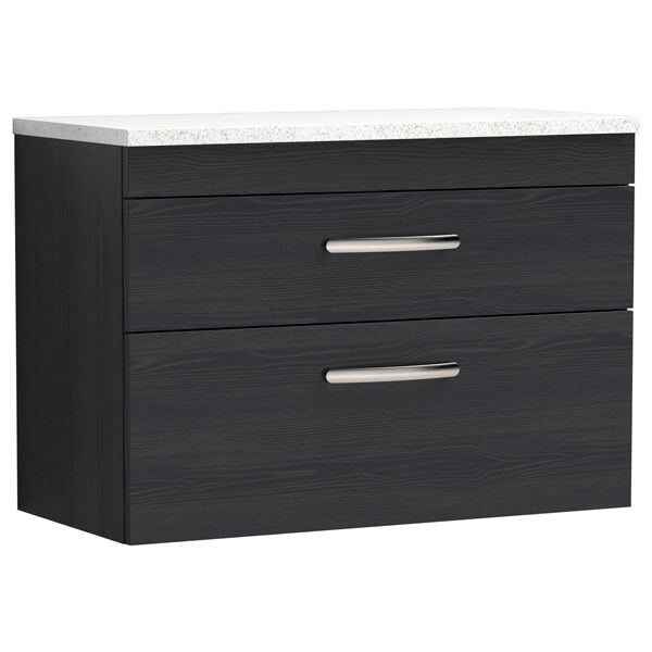 Nuie Athena 2 Drawer Wall Hung Vanity Unit With Worktop