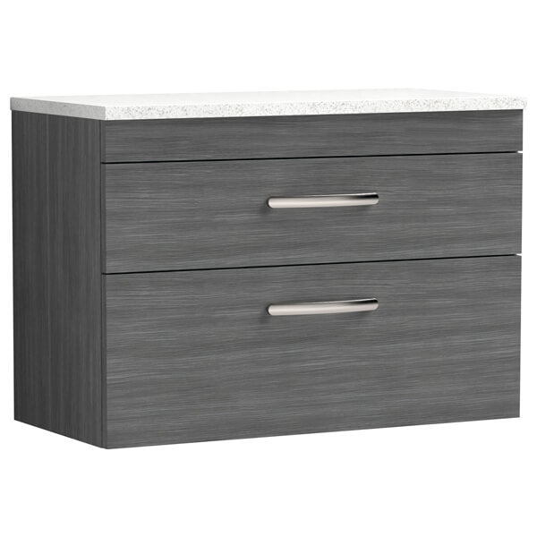 Nuie Athena 2 Drawer Wall Hung Vanity Unit With Worktop