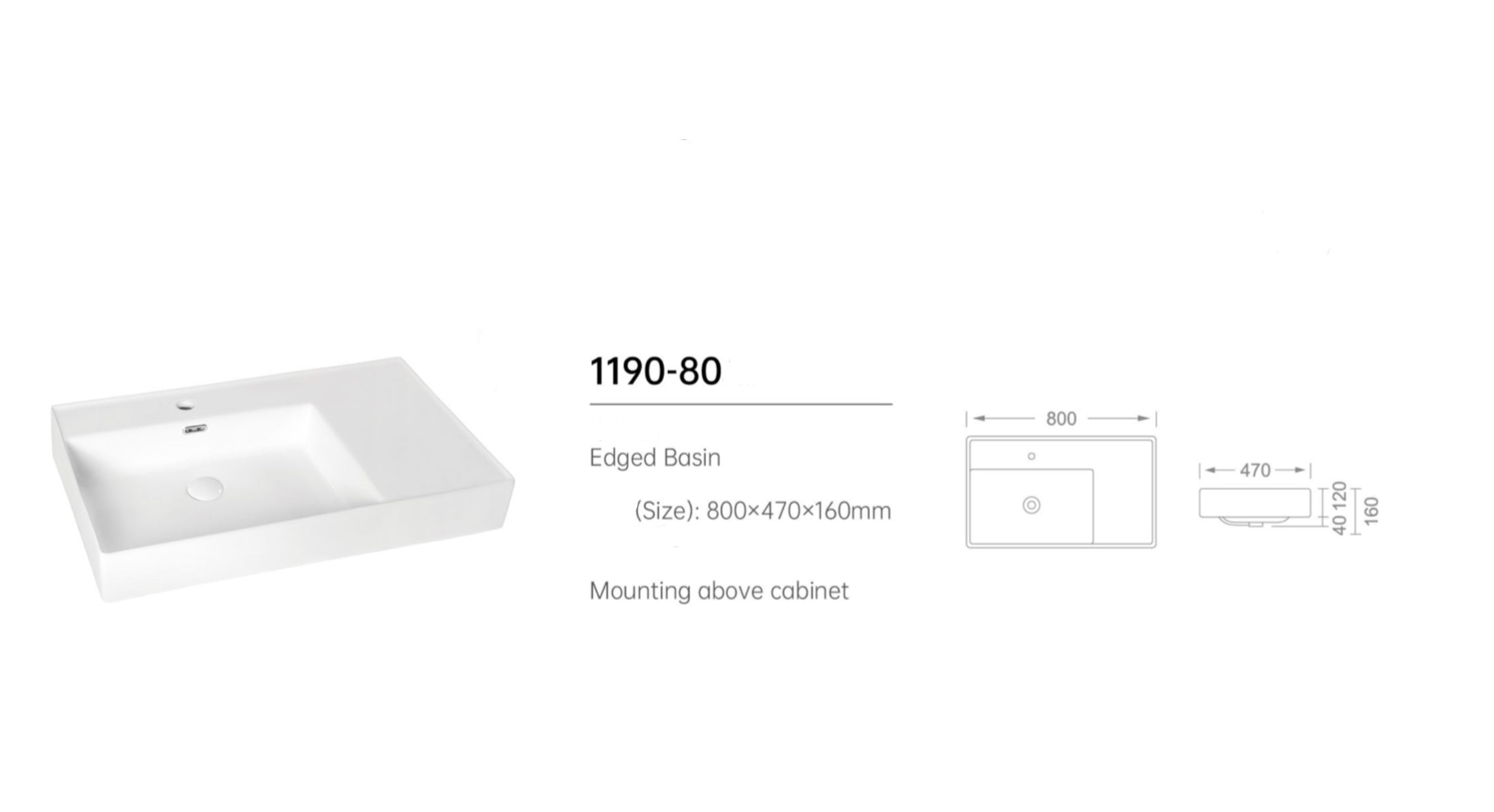 Novo Frame 1190-80 Luxe Multi 2 Draw Vanity & Nano Glazed Ceramic Basin