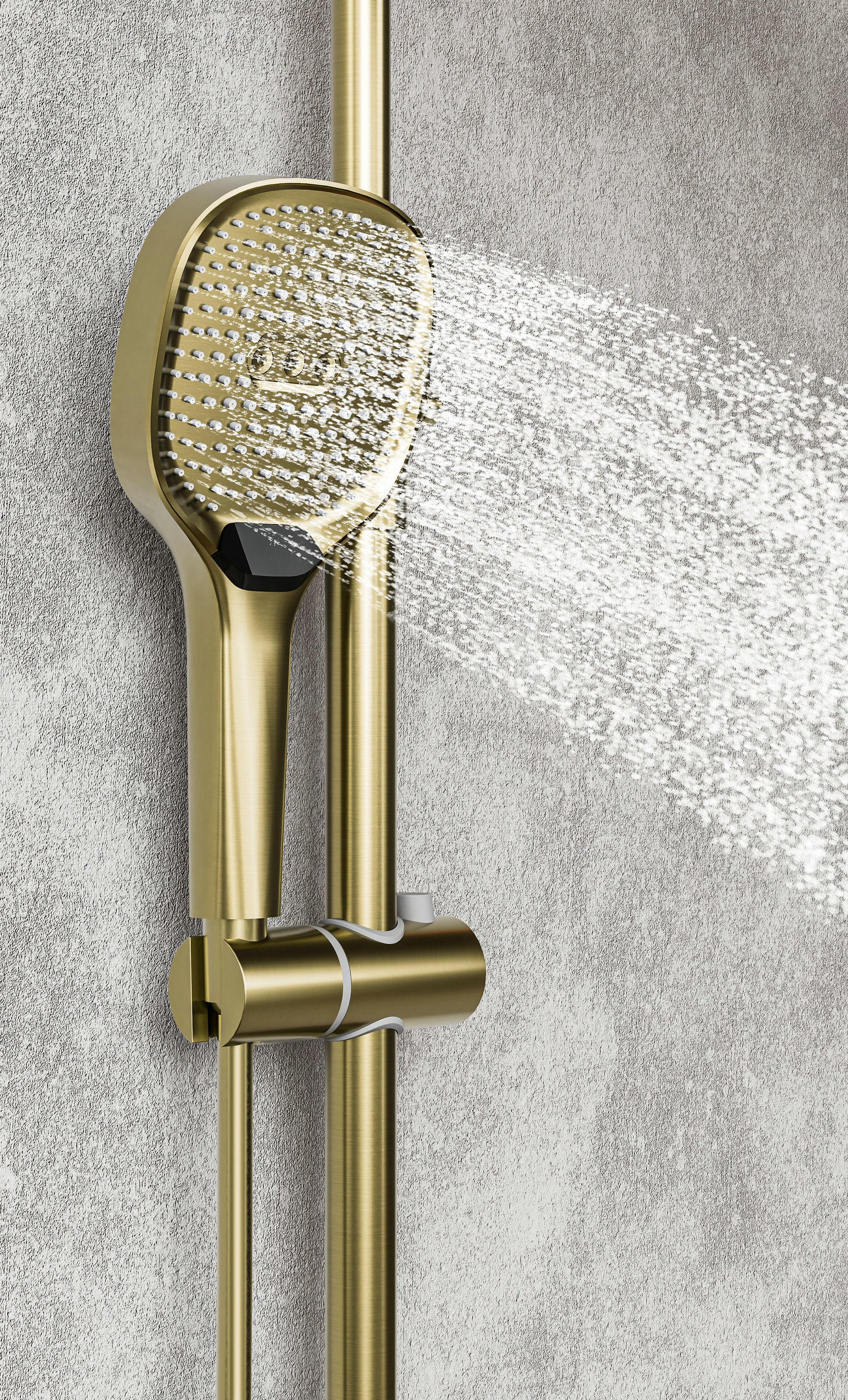 Novo Timeless Thermostatic Brushed Brass Modern Mixer Shower System 4-Function Solid Brass