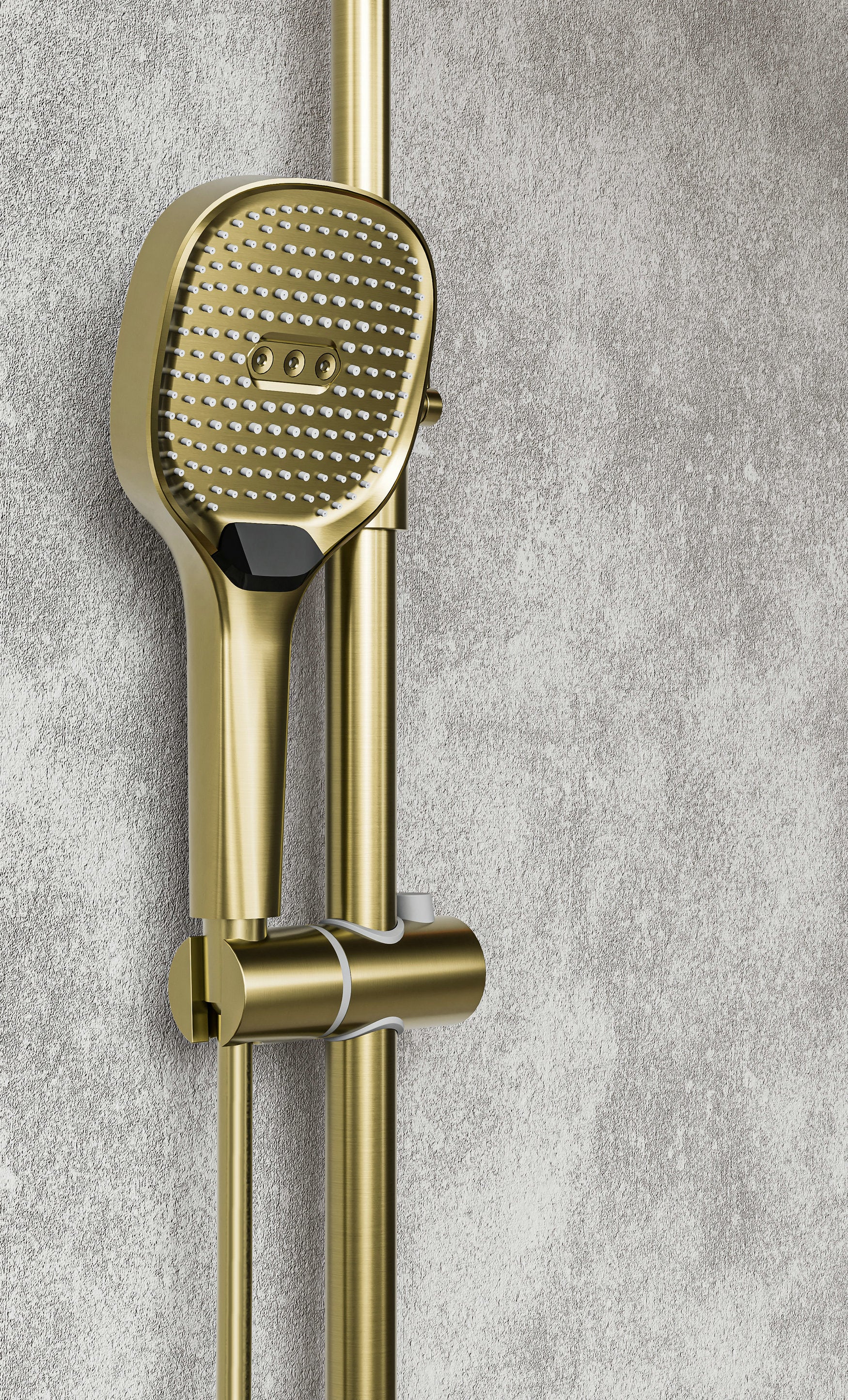 Novo Timeless Thermostatic Brushed Brass Modern Mixer Shower System 4-Function Solid Brass