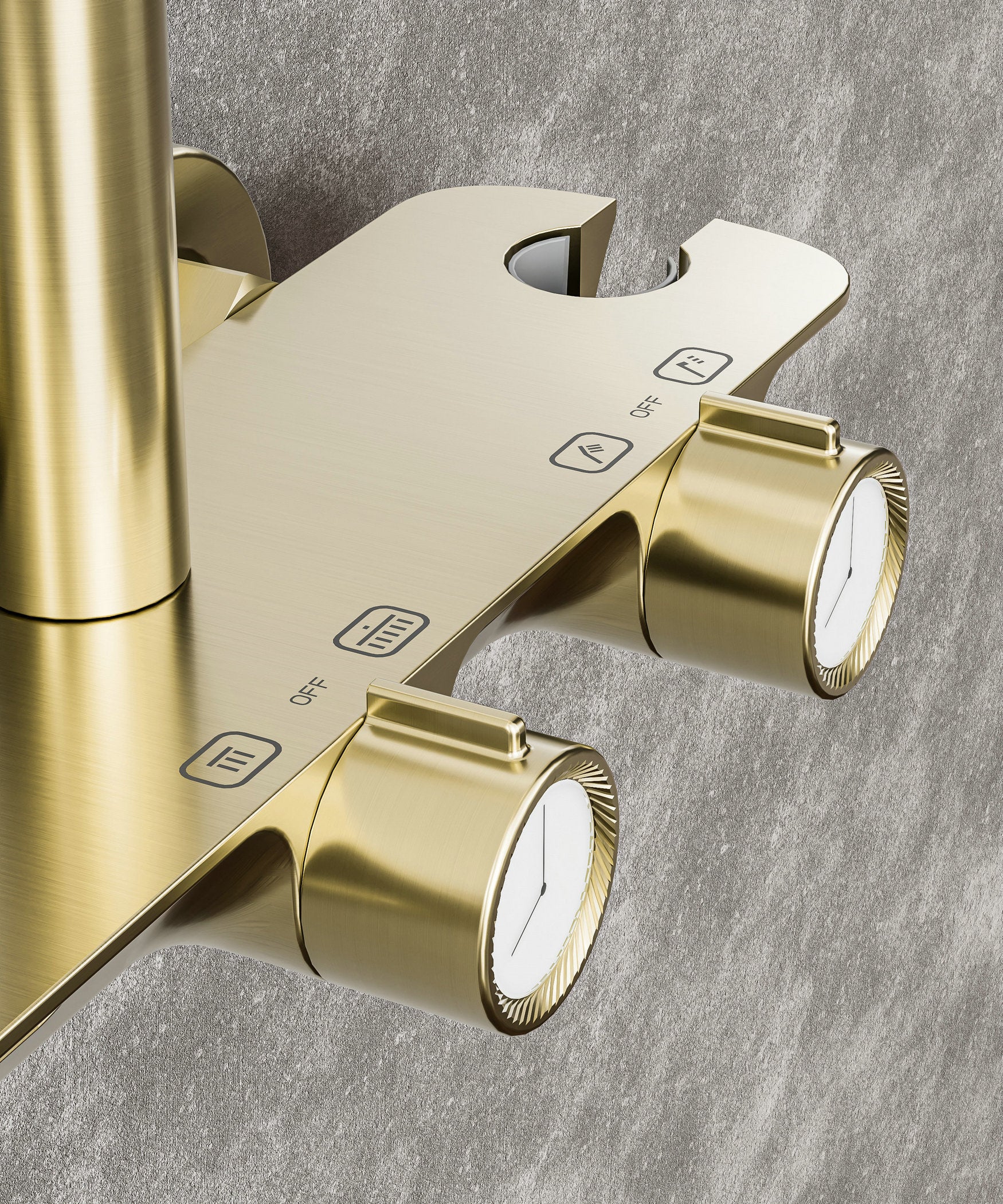 Novo Timeless Thermostatic Brushed Brass Modern Mixer Shower System 4-Function Solid Brass