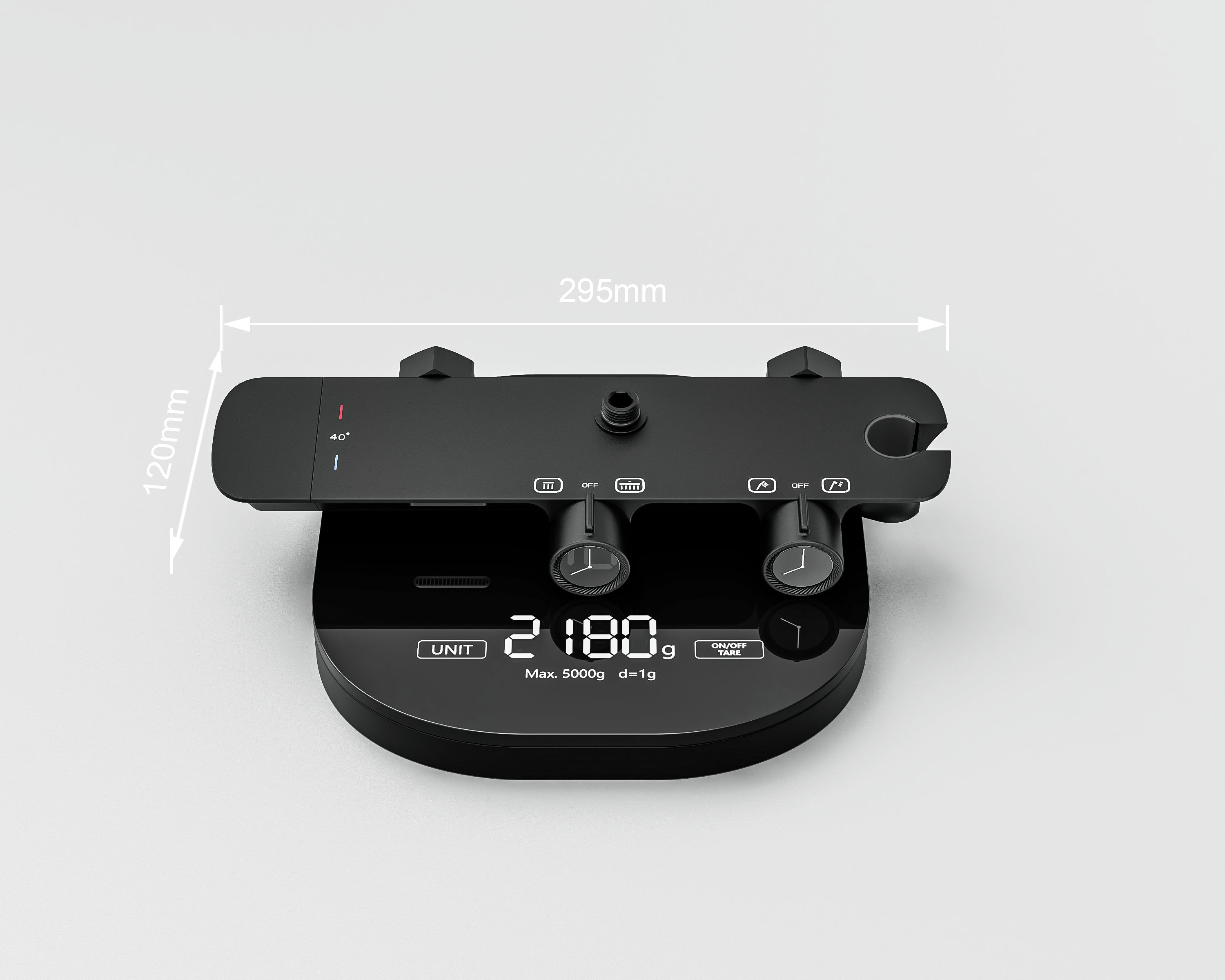 Novo Timeless Thermostatic Matt Black Modern Mixer Shower System 4-Function Solid Brass