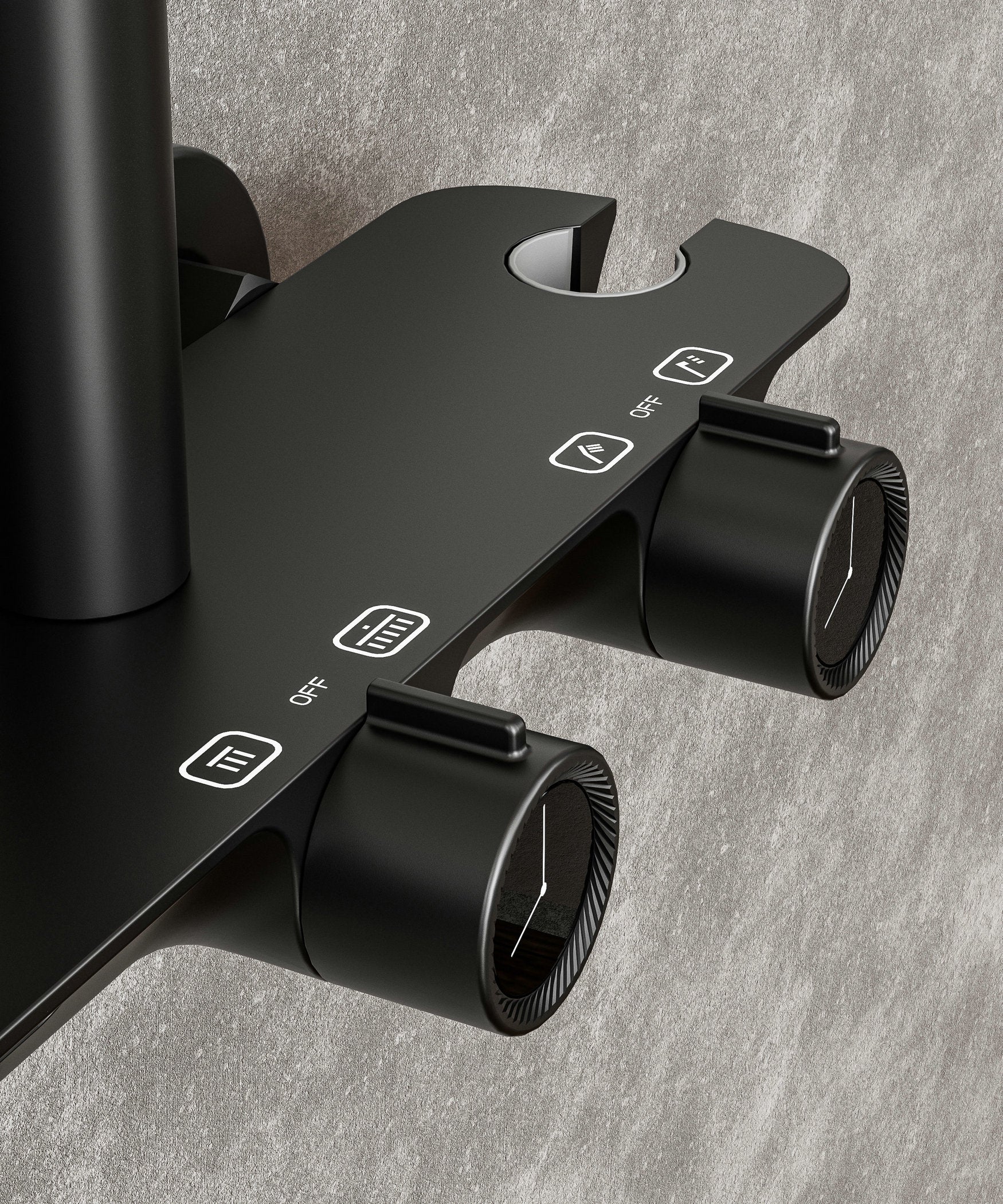 Novo Timeless Thermostatic Matt Black Modern Mixer Shower System 4-Function Solid Brass