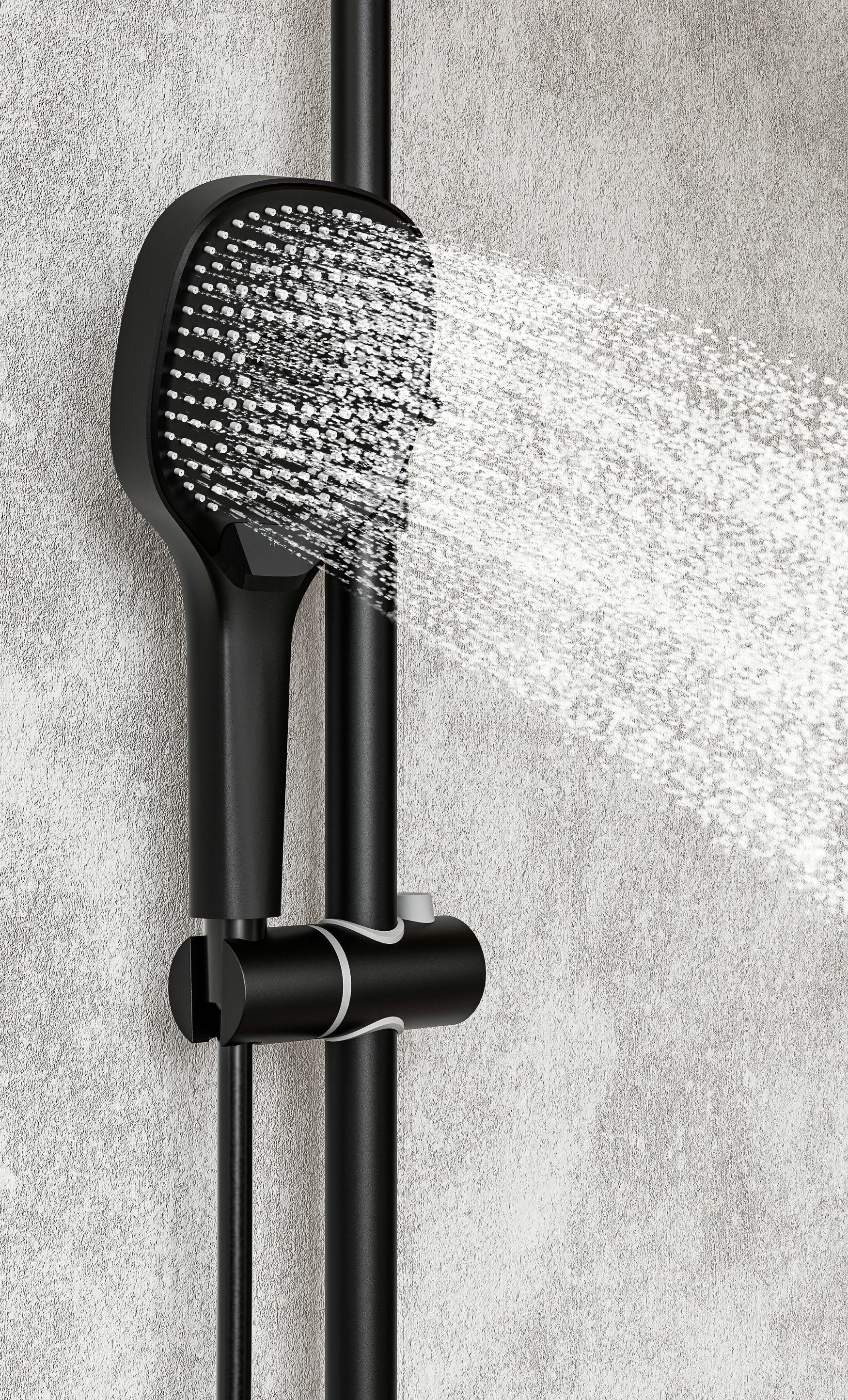 Novo Timeless Thermostatic Matt Black Modern Mixer Shower System 4-Function Solid Brass