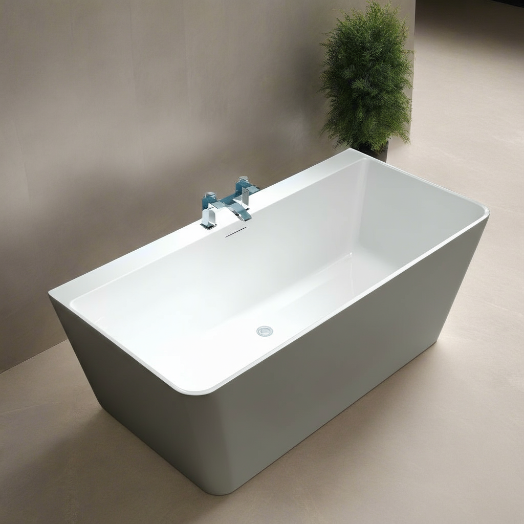 Porto Cornel Back to Wall Freestanding Designer Bath Smoke Grey