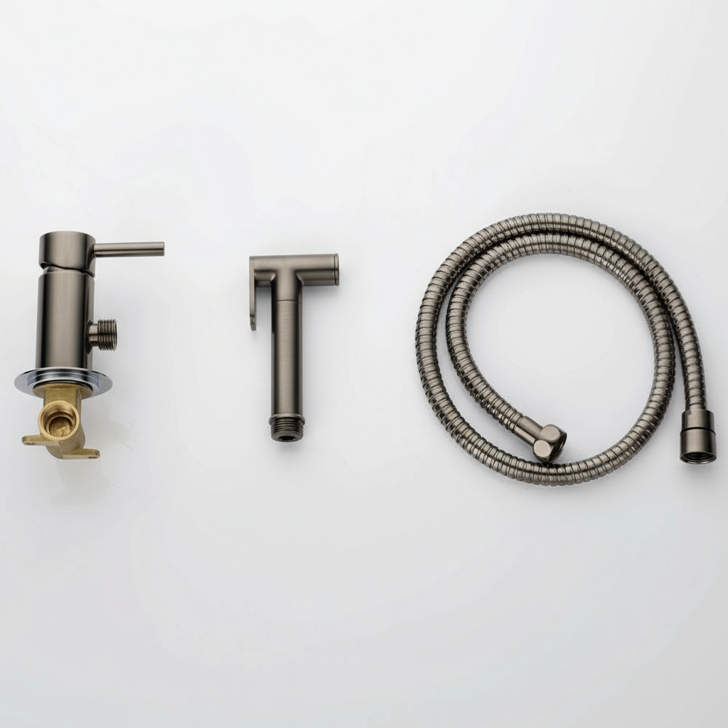 Novo Concealed Bidet Mixing Doutche Set Gunmetal