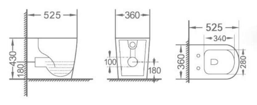 Novo Bidet Comfort Height Back To Wall Pan & Soft Close Seat
