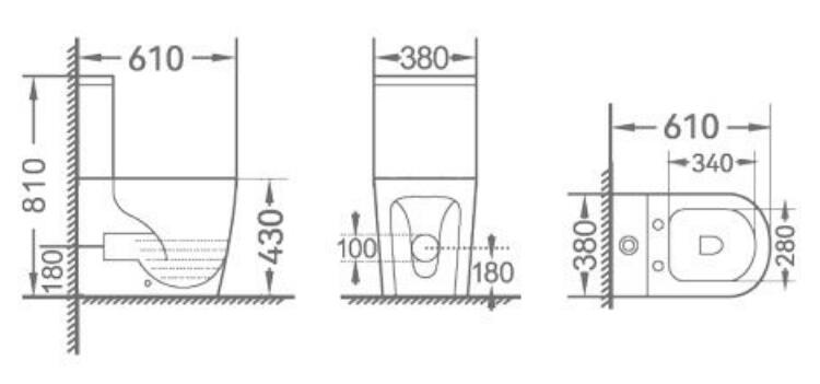 Novo Clinex Compact Comfort Height Rimless Fully back Toilet Pack