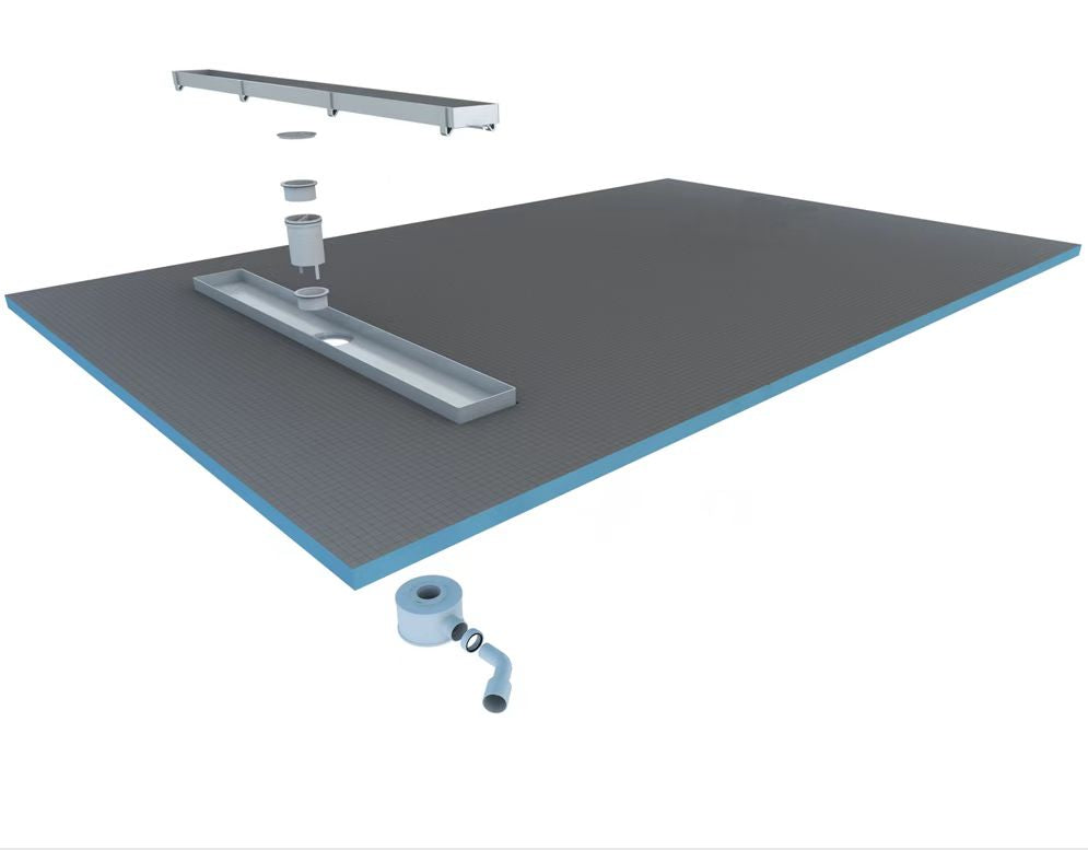 Novo 1400x900 Linear Wetroom Tray Pack with Linear Drain Pack