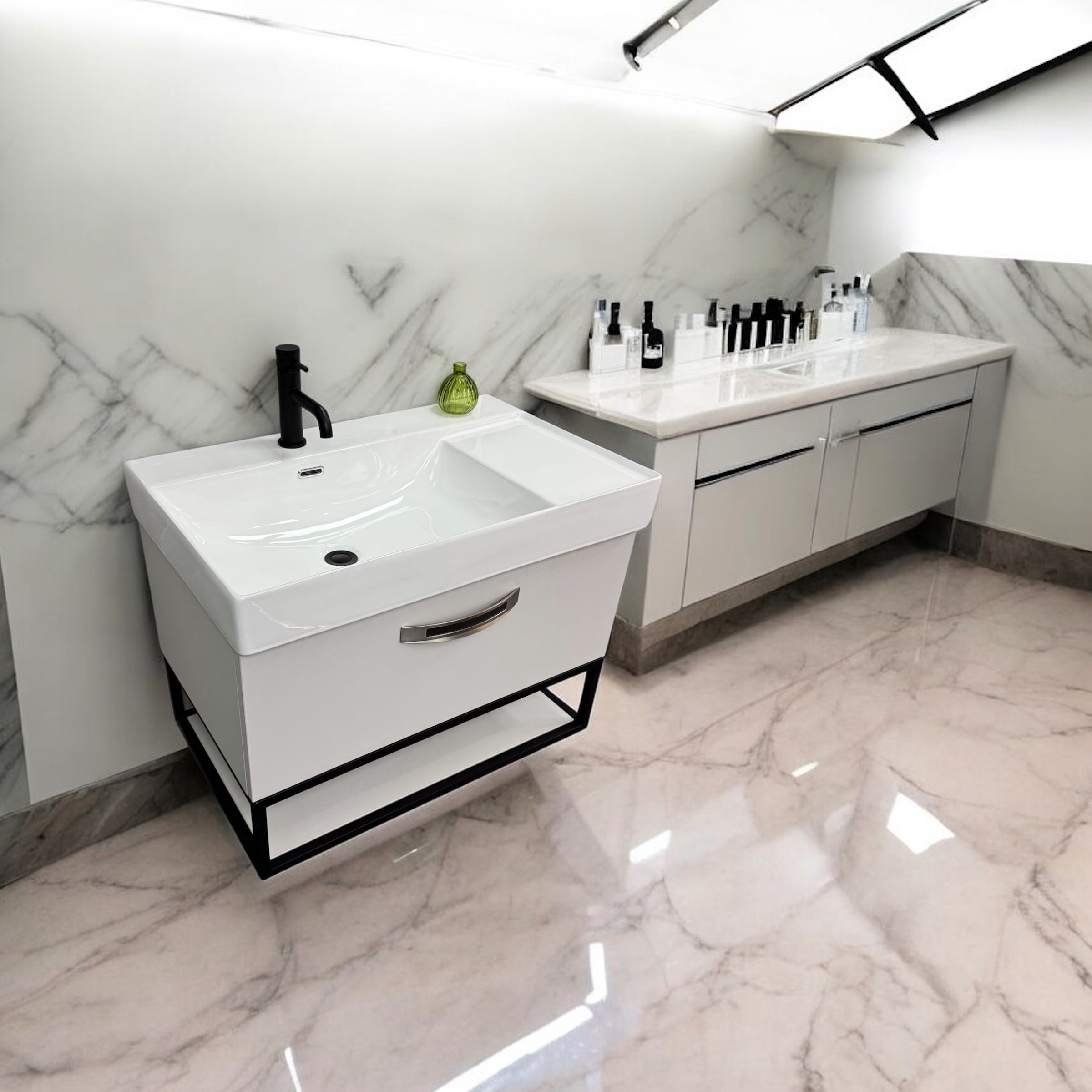 Novo Frame 1180-80 Matt Light Grey Vanity & Nano Glazed Ceramic Basin