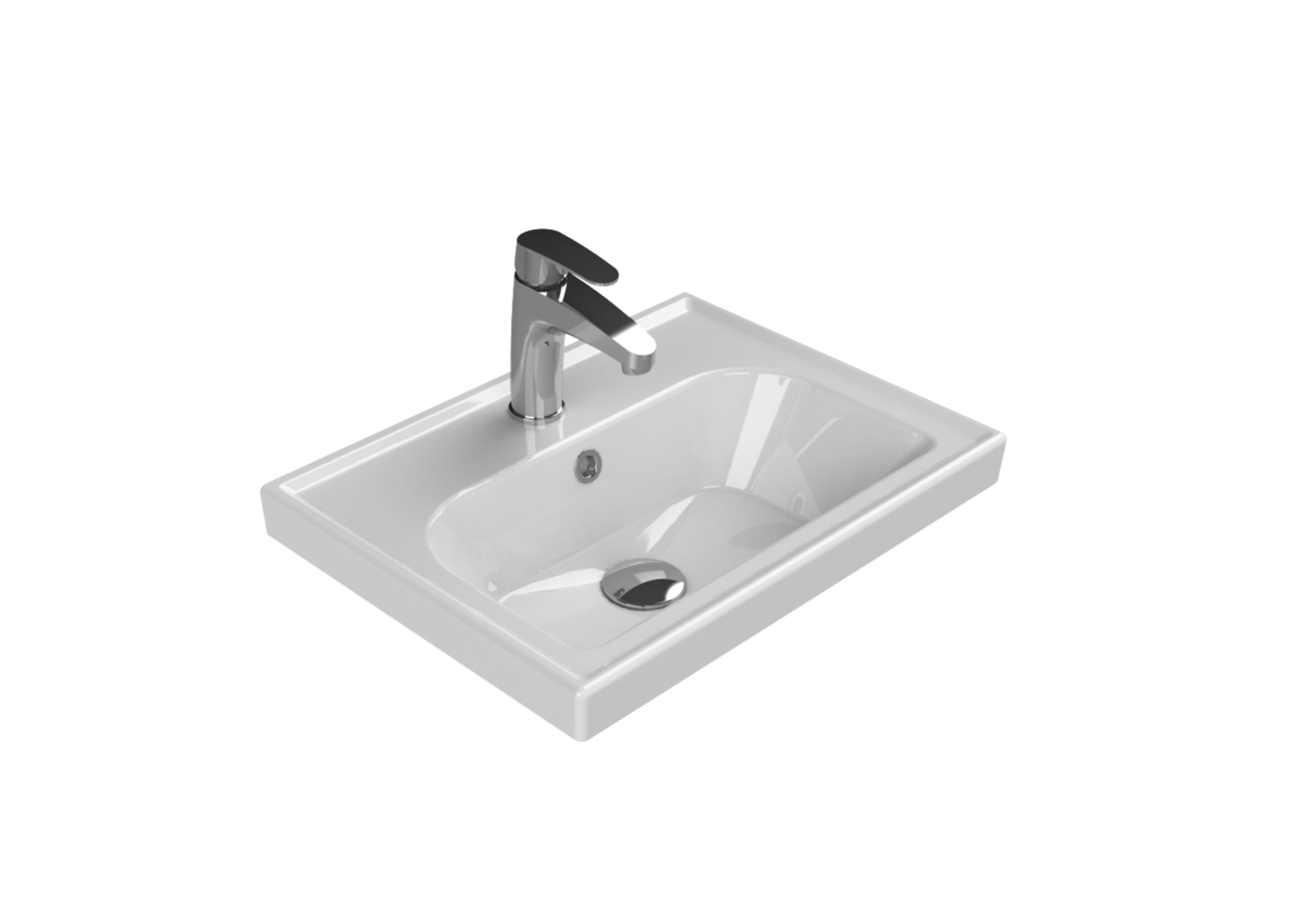 Novo Frame 500mm White Gloss 2-Draw Wall Hung Bathroom Vanity Unit with Nano Glazed Ceramic Basin