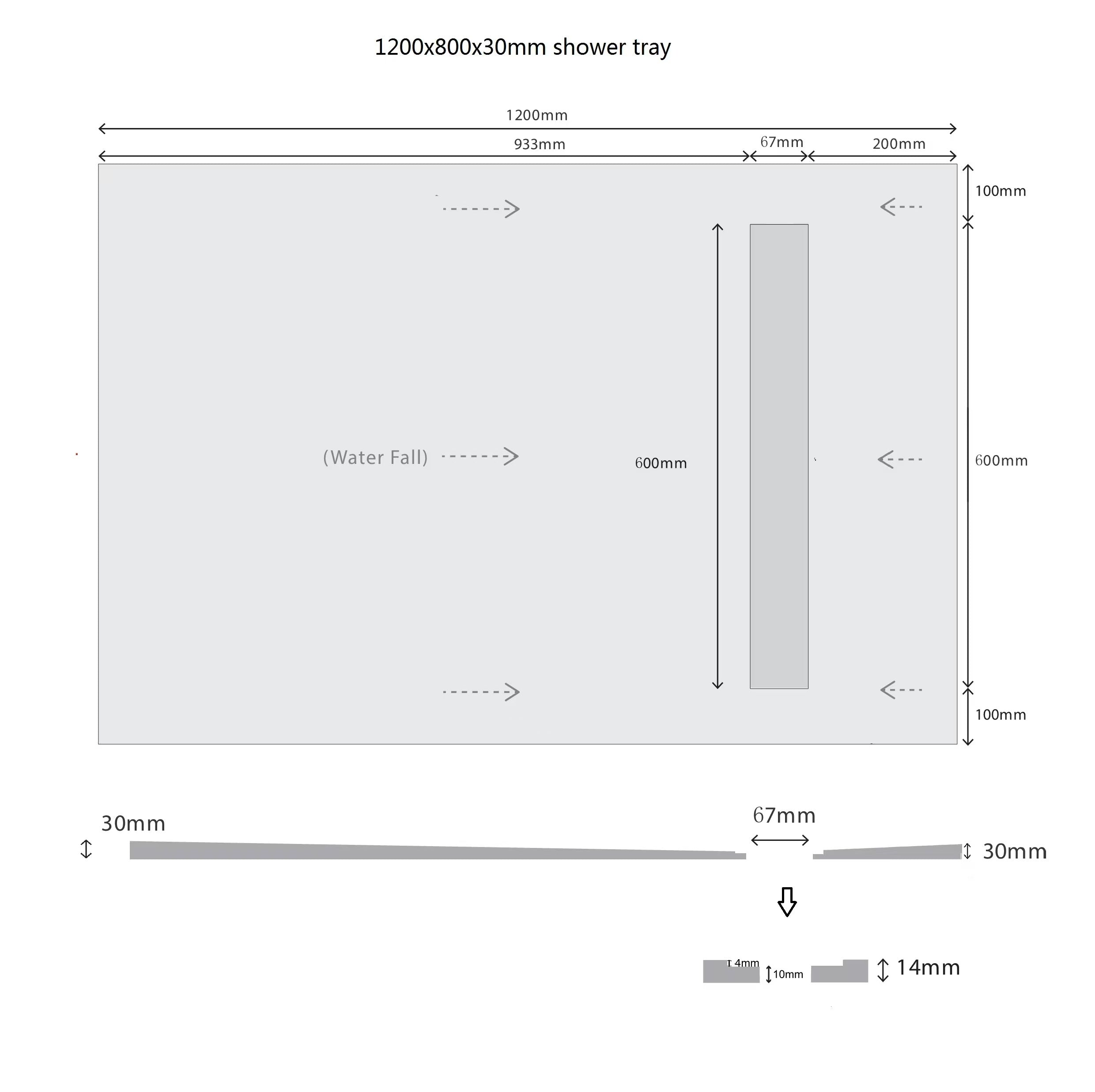 Novo 1400x900 Linear Wetroom Tray Pack with Linear Drain Pack