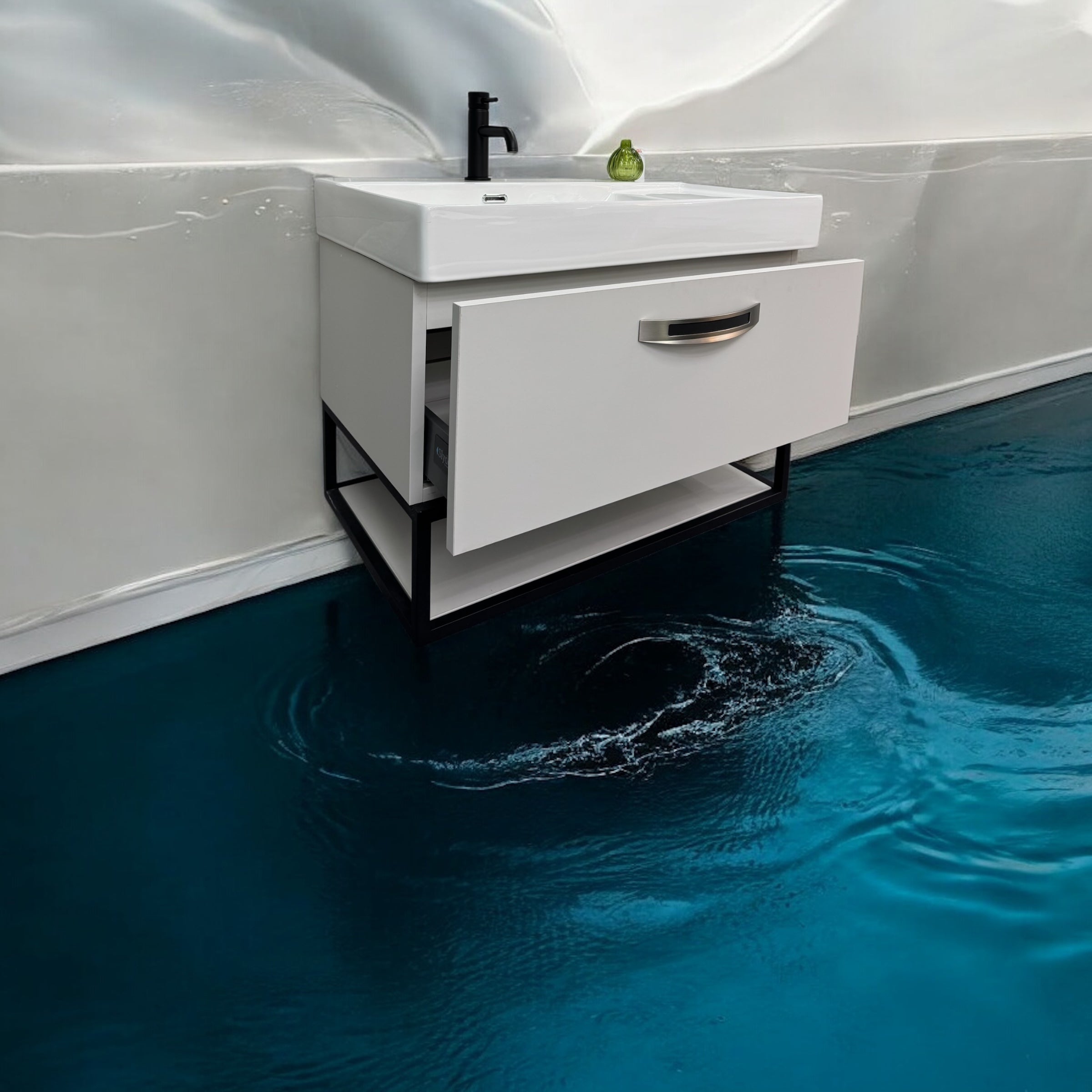 Novo Frame 1180-80 Matt Light Grey Vanity & Nano Glazed Ceramic Basin