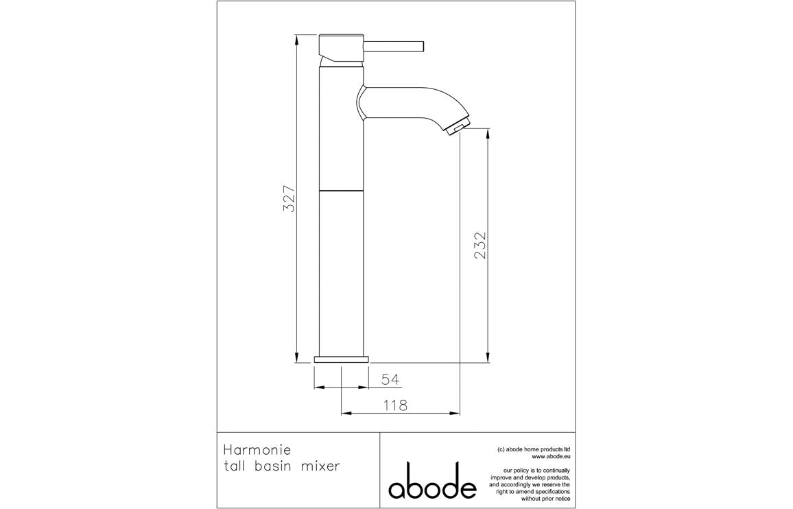 Abode Harmonie Tall Basin Mixer - Matt Black