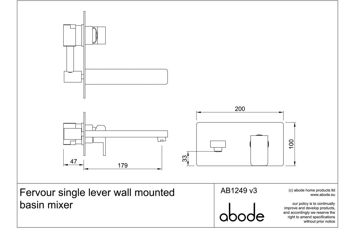 Abode Fervour Wall Mounted Basin Mixer - Chrome