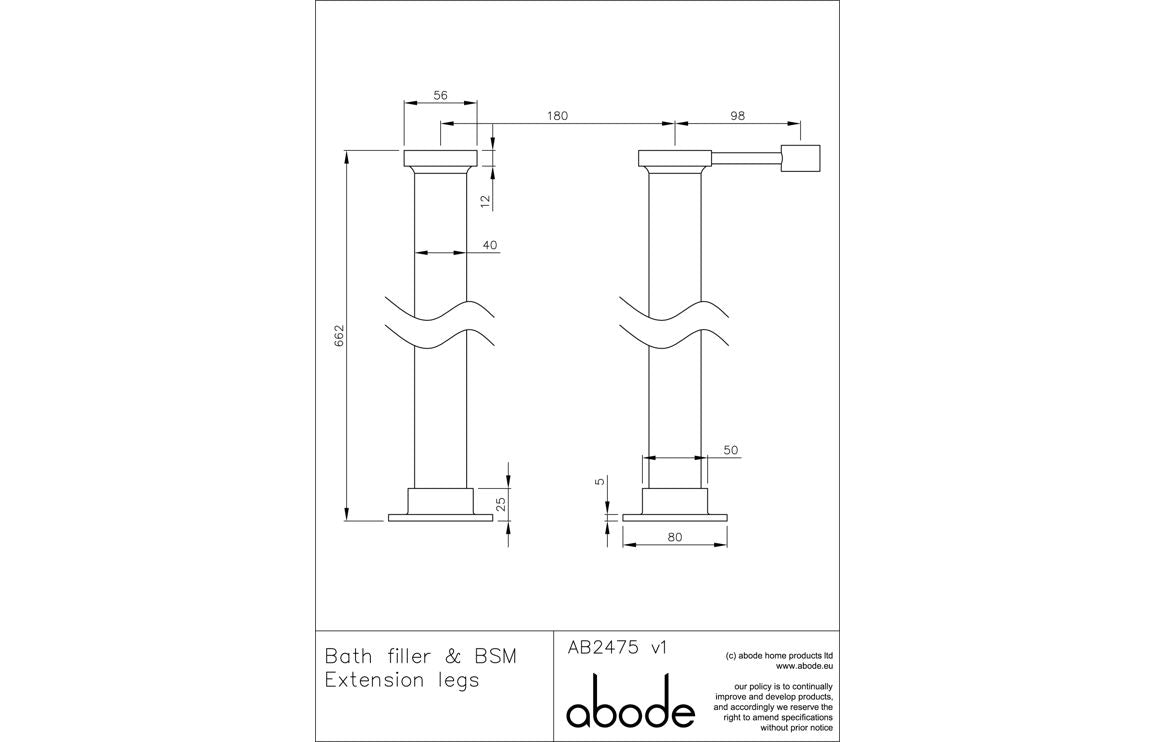 Abode Sentiment Bath Filler & BSM Extension Legs - Chrome