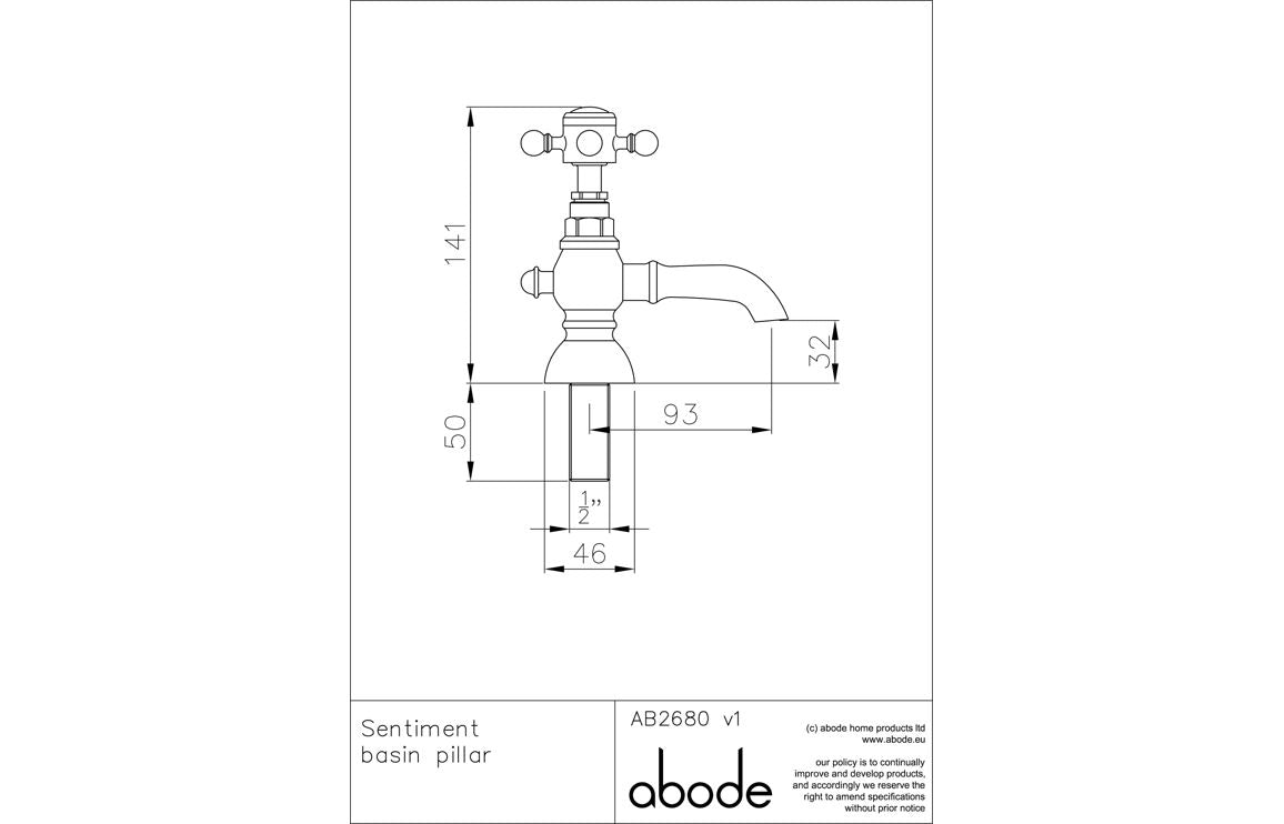 Abode Sentiment Basin Pillar Taps - Chrome