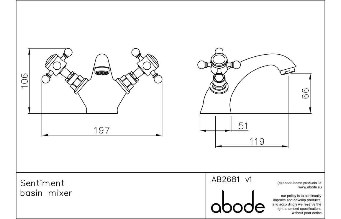 Abode Sentiment Basin Monobloc Mixer - Chrome