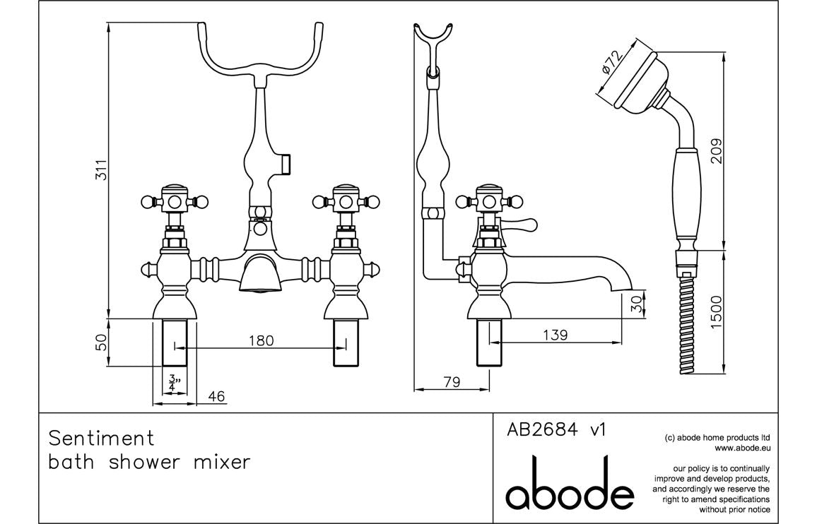 Abode Sentiment Bath Shower Mixer - Chrome