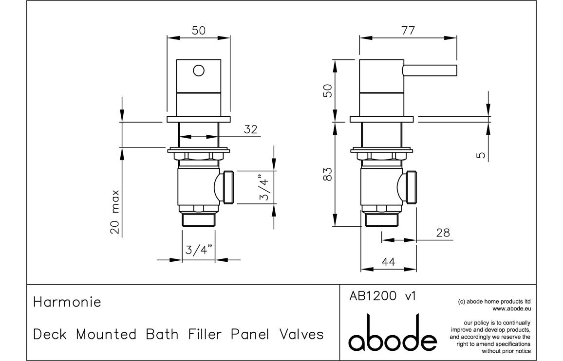 Abode Harmonie Round Bath Filler Panel Valves (Pair) - Matt Black