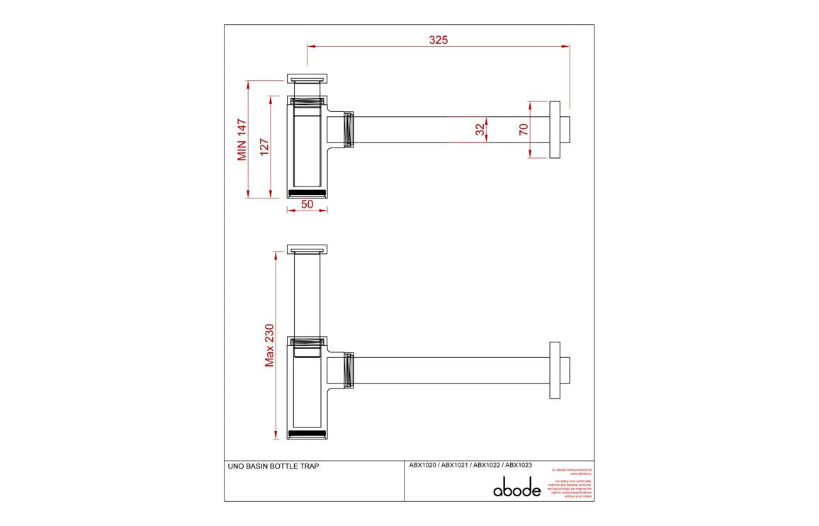 Abode Uno Basin Bottle Trap - Chrome