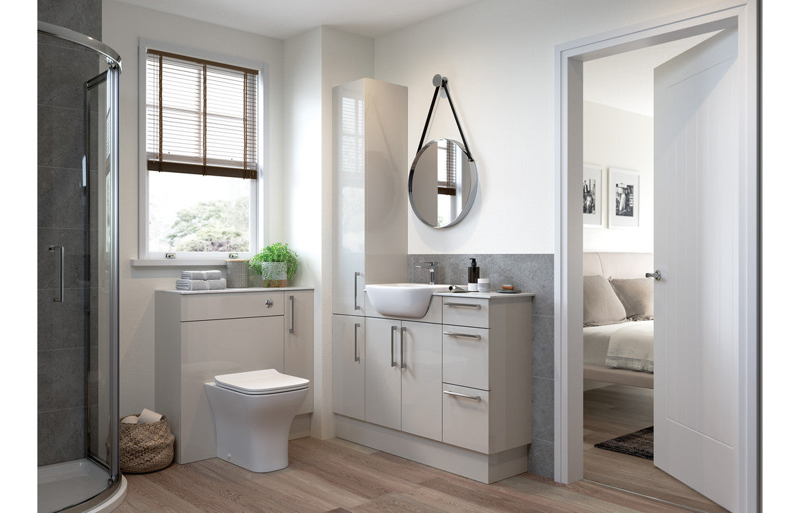 Alba 300mm 2 Door Tall Unit - Light Grey Gloss