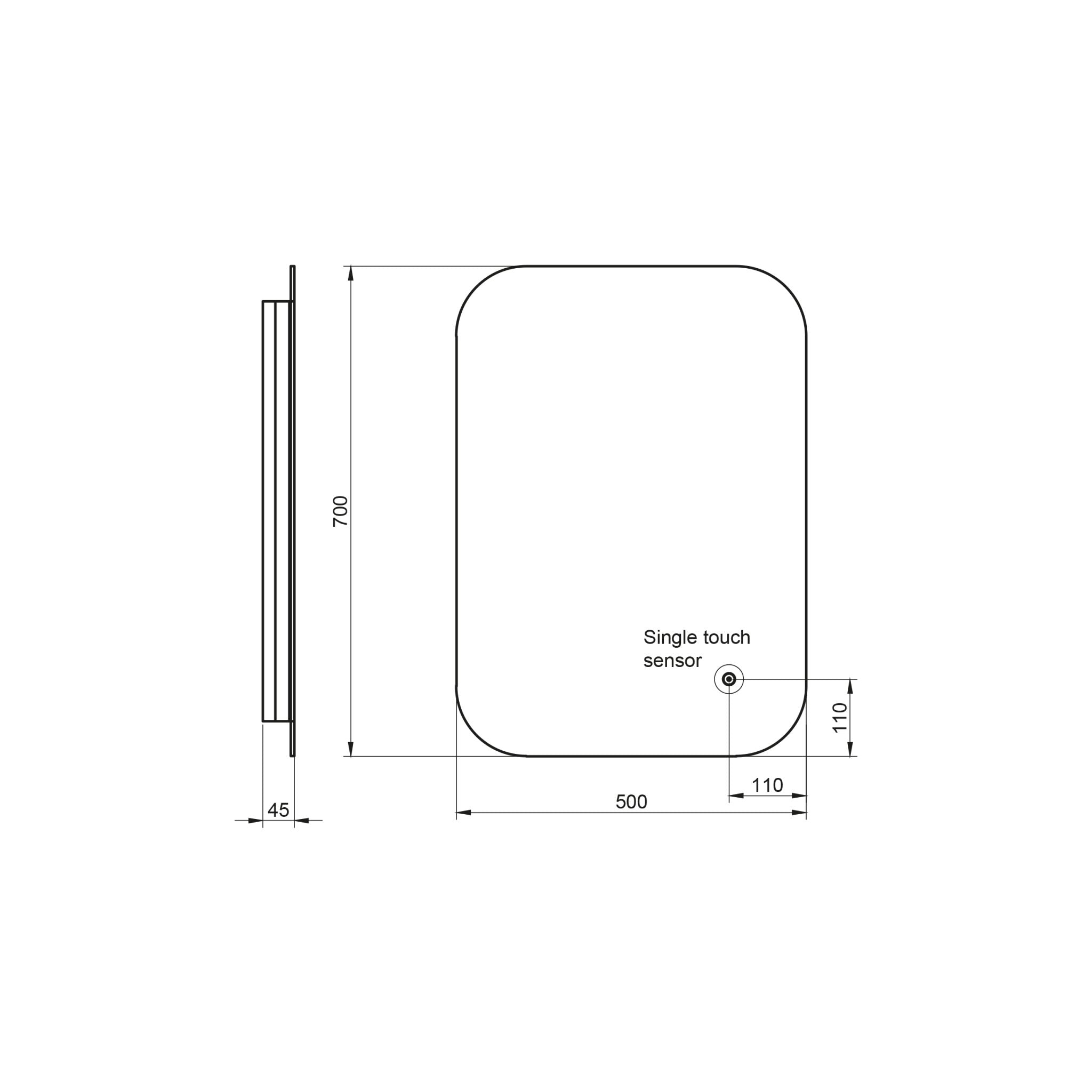 Aura LED Mirror 500x700mm
