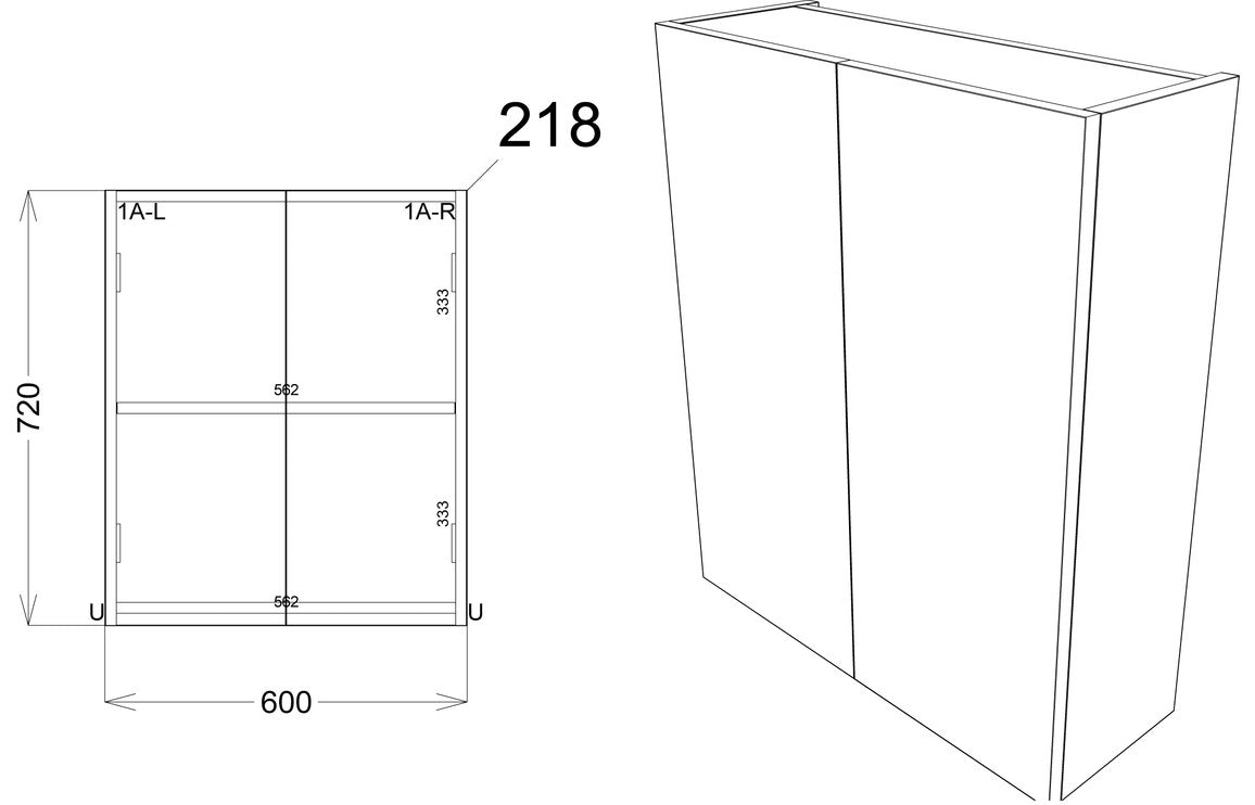 Alba 600mm Mirrored Wall Unit - Nebraska Oak