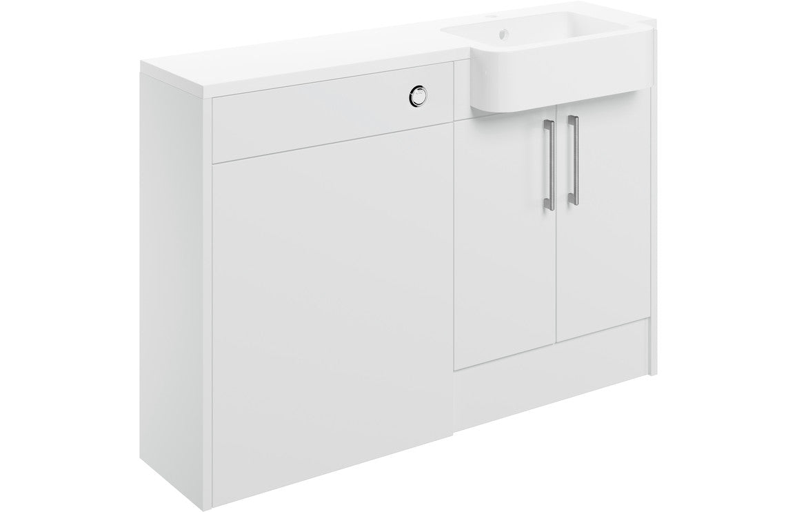 Alba 1242mm Basin & WC Unit Pack - White Gloss