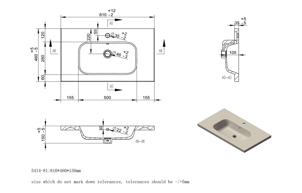 Align 815mm Wall Hung 1 Drawer Basin Unit & Basin - Matt Cotton
