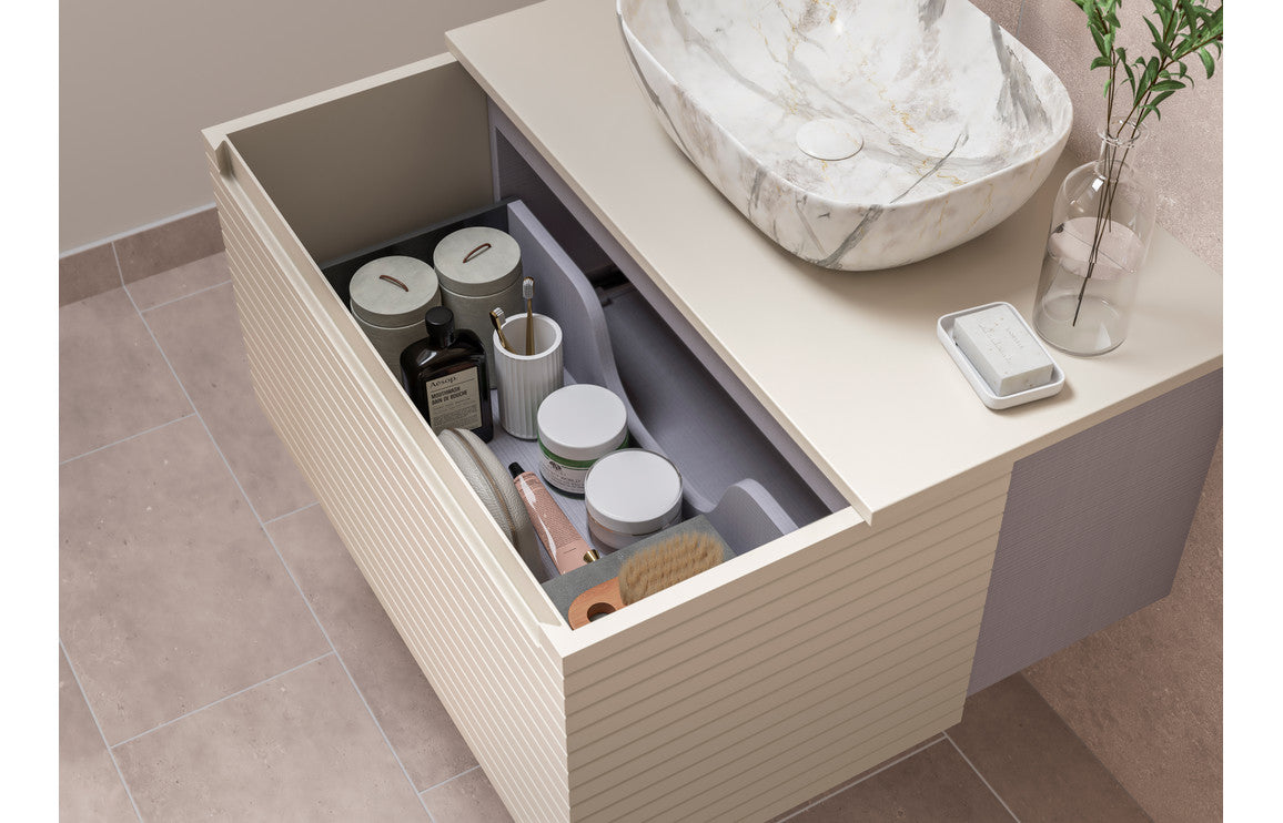 Align 800mm Wall Hung 1 Drawer Basin Unit & Worktop - Matt Cotton